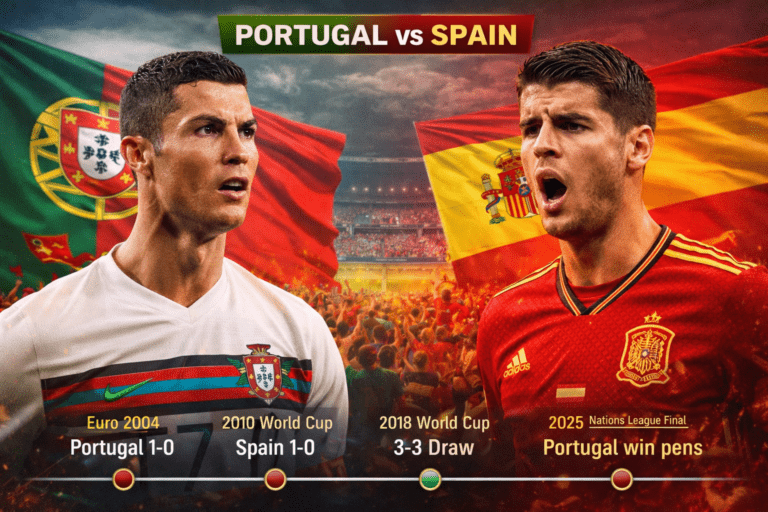 portugal national football team vs spain national football team timeline