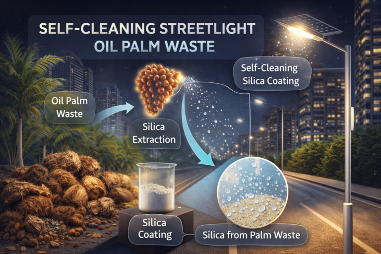 self cleaning streetlight oil palm waste